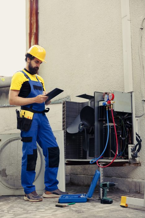 technician looking freon leaks scaled e1739978518373