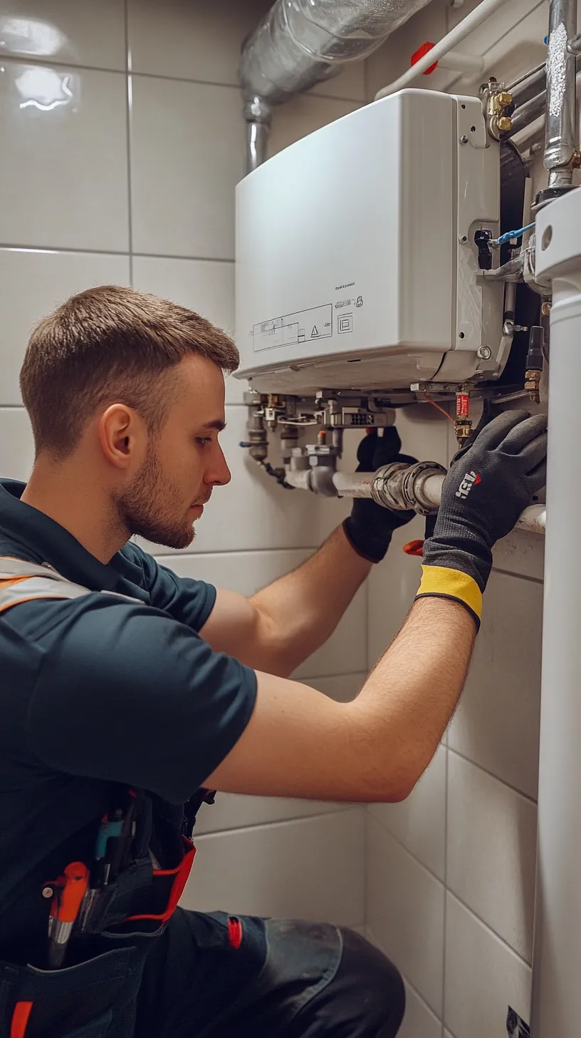 Vakman plaatst energiezuinige verwarmingsketel